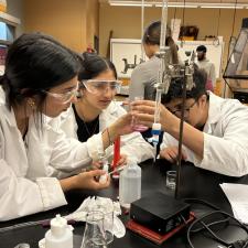 Three Abbotsford students working on a science assignment in summer school