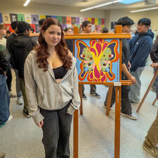 Yale Art Show: Student With Artwork