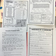 Pages of schoolwork